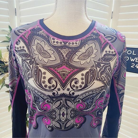 ATHLETA PINK & GRAY ATHLETIC LONG SLEEVE SIZE MED - Picture 4 of 8